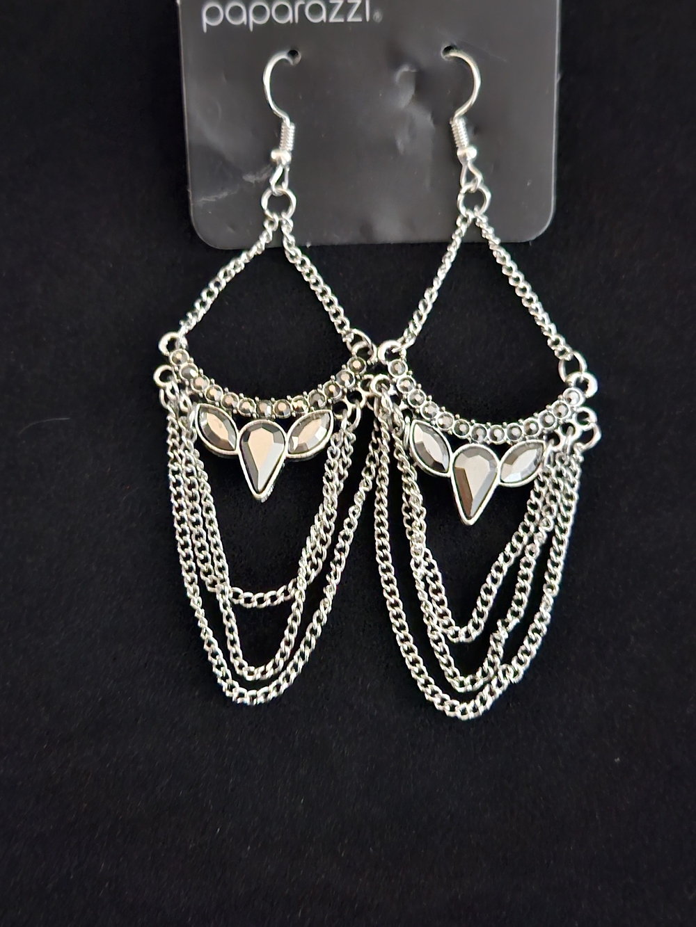 paparazzi Silver Multi-Chain Chandelier Earrings